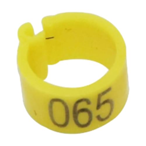 200 Stück 8 mm nummerierte Kunststoff-Clip-Vogel-Fußringe für die Identifizierung von Papageien und Tauben,Gelb,Einheitsgrösse von Taconey