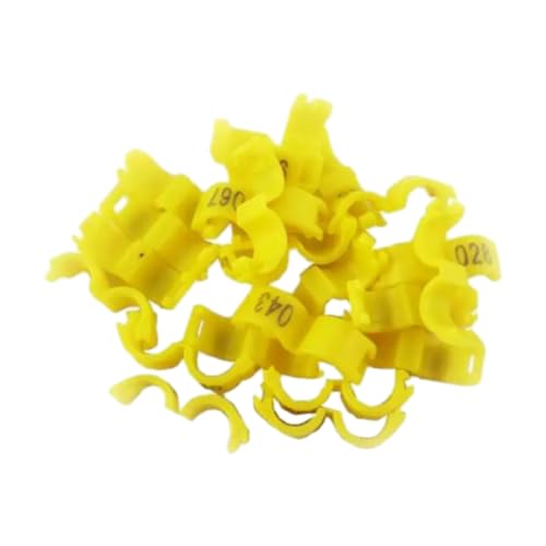 30Pcs 2.7/3/4/4.5/5mm Kunststoff Clip Vogel Fuß Ring für Kleine Taube Taube Papagei Bein Band,Gelb,4 mm von Taconey