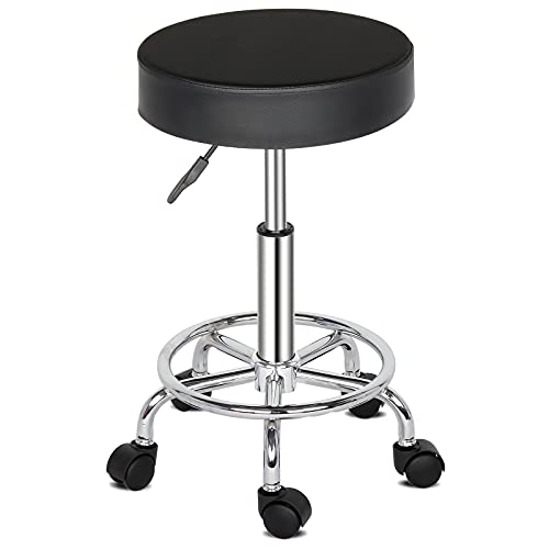 TactFire Rollhocker Arbeitshocker Drehhocker Höhenverstellbar 360° Drehbar Bürohocker Drehhocker für Büro Salon Massage Spa (1, Schwarz3) von TactFire