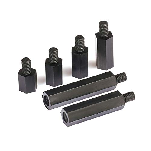 M2/M2.5/M3/M4 Schwarz Hex Nylon männlich weiblich Standoff Pillar Hexagon Computer-Motherboard Spacer Circuit Board M3 (Thread 6mm), 16mm (50Pcs) von Tactfulw