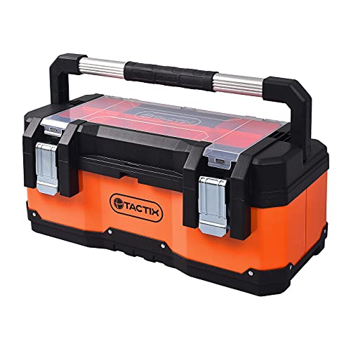 TACTIX Werkzeugkasten belastbar Metall Kunststoff Werkzeugkoffer Toolbox Leer von TACTIX