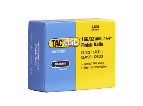 Tacwise 294 16 g 32 mm gerade Nägel für Nagelpistolen (Packung mit 2500 Stück), silber von TACWISE