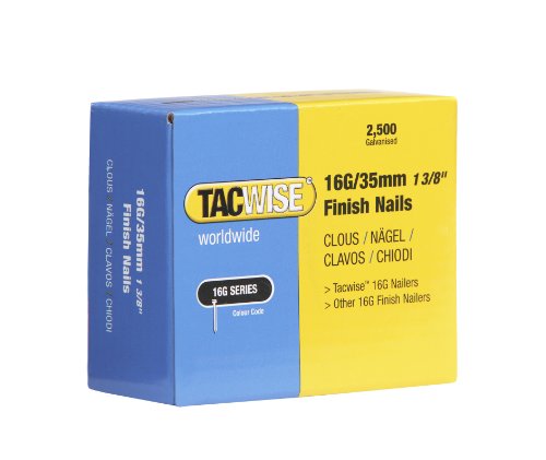 Tacwise 0295 Typ 16G / 35 mm Verzinkte Nägel, Packung mit 2500 Stück, Silber, 35mm von TACWISE