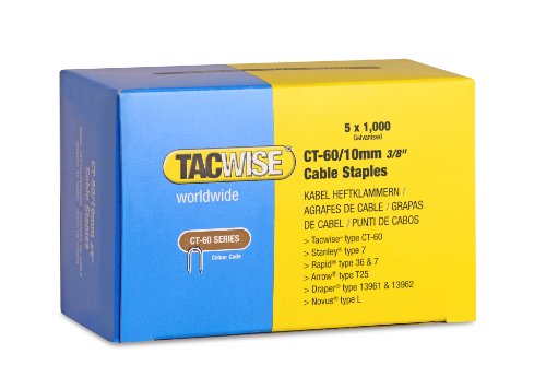 Tacwise 0354 Typ CT-60/10 mm Verzinkte Kabelklammern, 5000 Stück von TACWISE