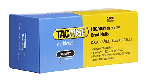 TACWISE 0400 Stauchkopfnägel Brad Typ 18G / 40 mm, verzinkt, Silber, 5000 Stück von TACWISE