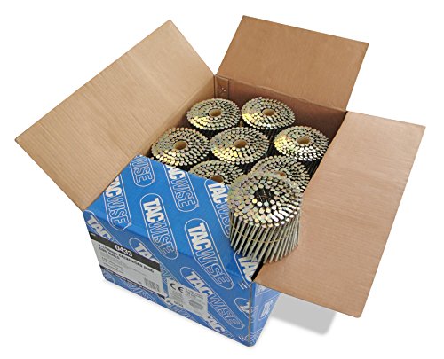 Tacwise 0433 Extra Verzinkte, Flache Coilnägel, Typ 3,1/90 mm, Diamantspitze, Ringschaft, 16° Geneigt, Drahtgebunden, Packung mit 4000 Stück, Silber Tacwise 0433 Extra Verzinkte, Flache Coilnägel, Typ 3,1/90 mm, Diamantspitze, Ringschaft, 16° Geneigt, Drahtgebunden, Packung mit 4000 Stück, Silber von TACWISE