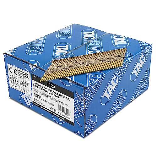 TACWISE 1120 Extra Verzinkte Rahmennägel 3,1/65 mm, D‘-Kopf, Ringschaft, mit 34° Neigung, Papiergebunden, Packung mit 2200 Stück, 3.1 / 65mm von TACWISE