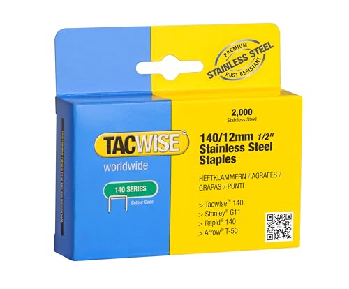 TACWISE 1220 Edelstahlklammern 140/12mm (2.000 Stück), blau, 12 mm von TACWISE