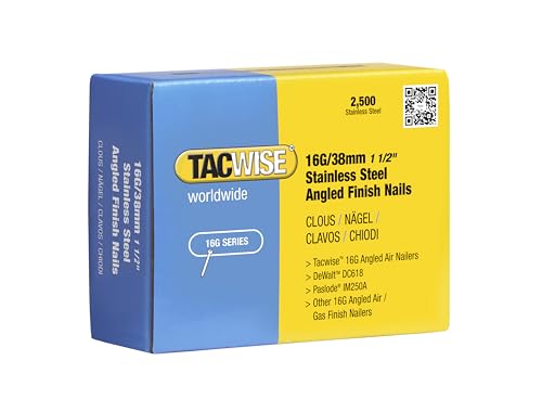 Tacwise 1223 Typ 16G/38mm gewinkelte Edelstahl Nägel, 2.500 Stück von TACWISE