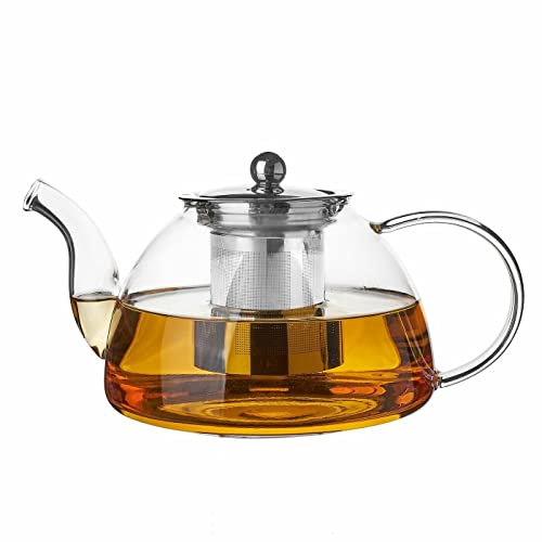 Teekanne mit Teesieb, 1,2 l, Glas-Teekanne mit Sieb, für losen Tee von TADAR Codzienne sukcesy