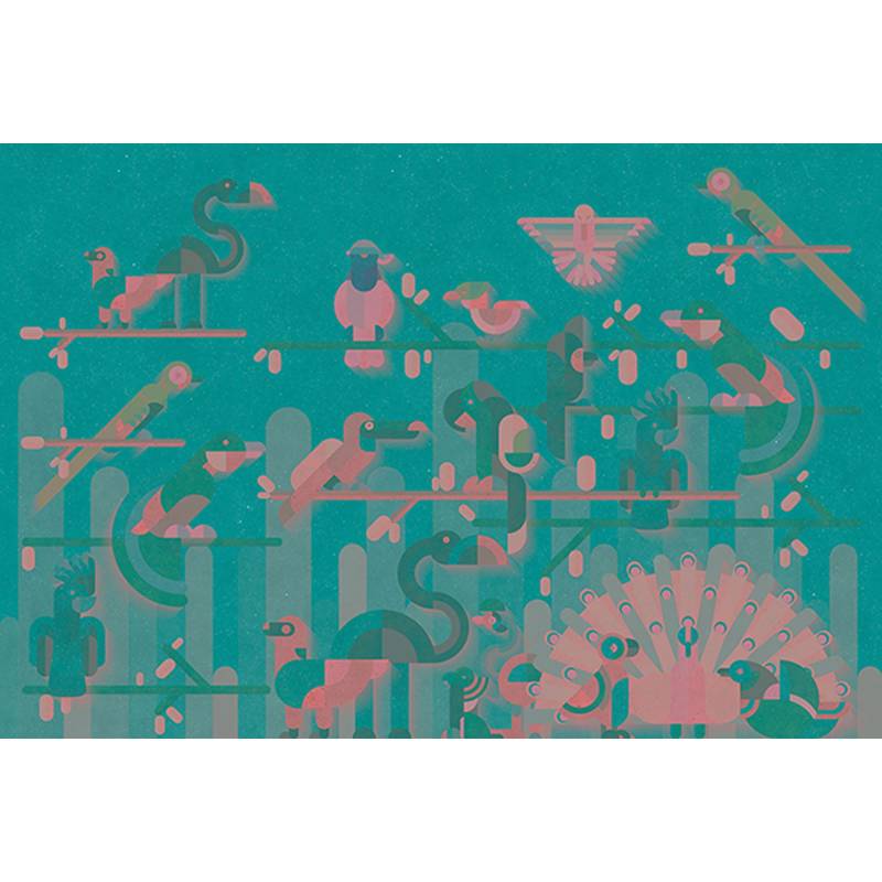 Fototapete Abstrakt M1-No.60577 | Digitaldruck | Grün | Rosa | Tiere | Kinderzimmer von Tadessi