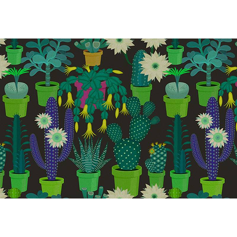 Fototapete Blumen M1-No.60764 | Digitaldruck | Grün | Schwarz | Kaktus von Tadessi