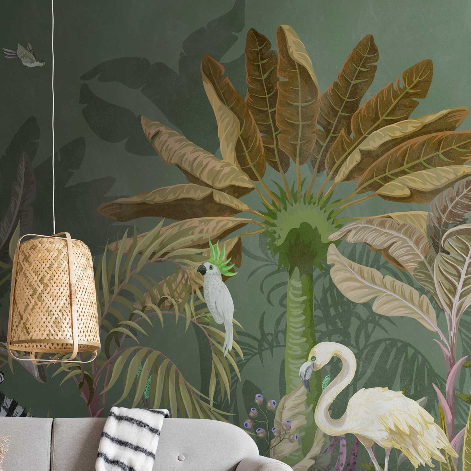 Fototapete Dschungel M1-No.10269 | Digitaldruck | Grün | Weiß | Palmen | Botanical von Tadessi