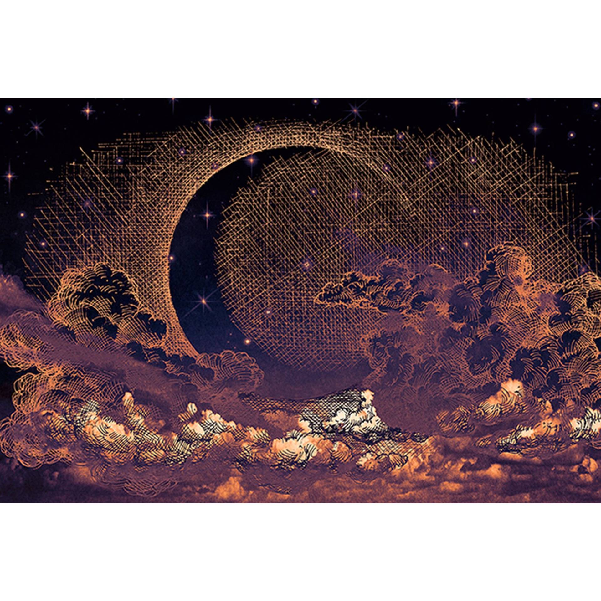 Fototapete Himmel M1-No.60202 | Digitaldruck | Orange | Lila | Mond von Tadessi