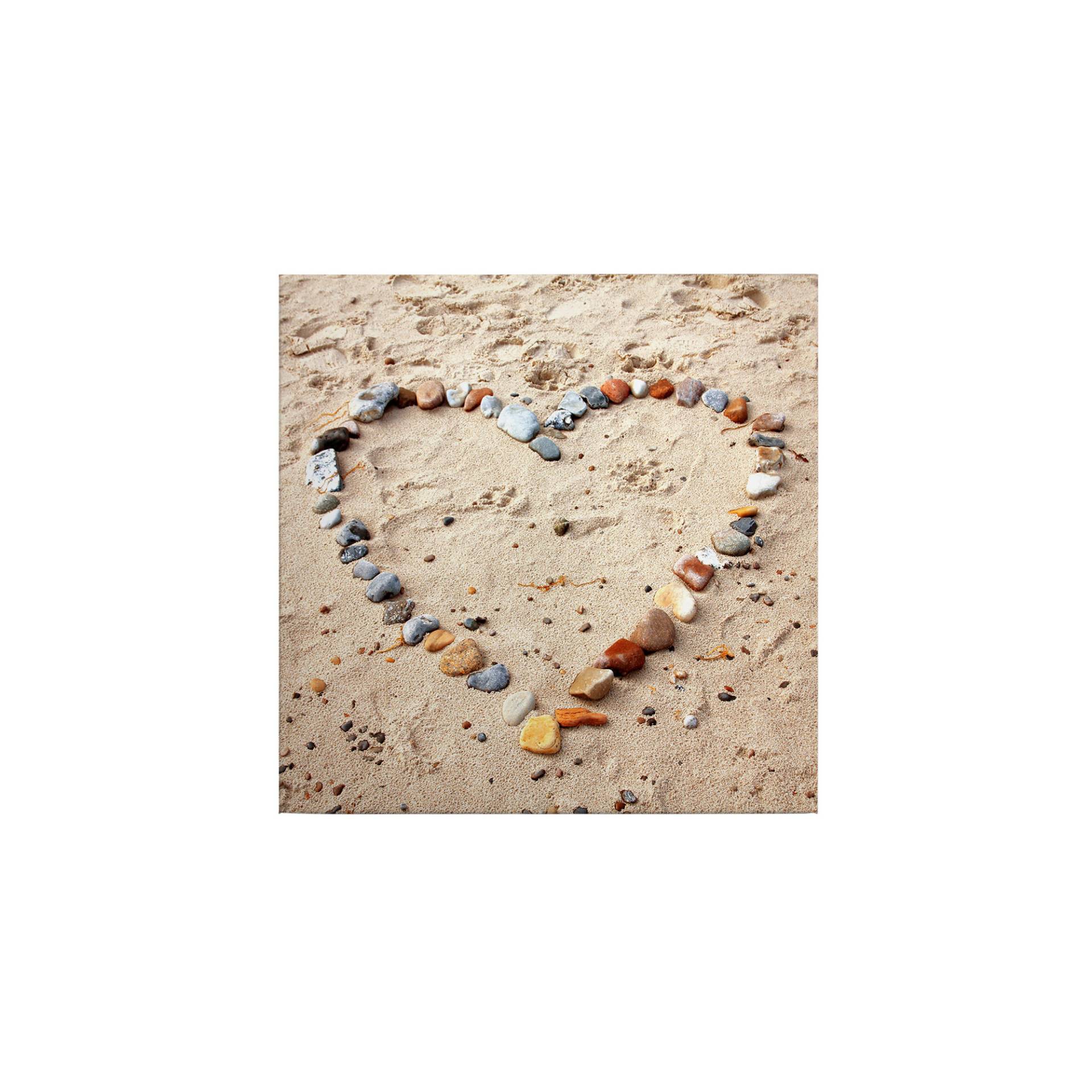 Leinwandbild Maritim M1-No.50519 | Wandbild 50 x 50 cm | Braun Beige Keilrahmen Strand Herz von Tadessi