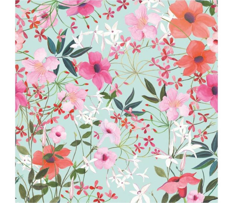Tadessi Fototapete TADESSI Floral M1-No.11609 Tapete Blumen Bunt Türkis von Tadessi