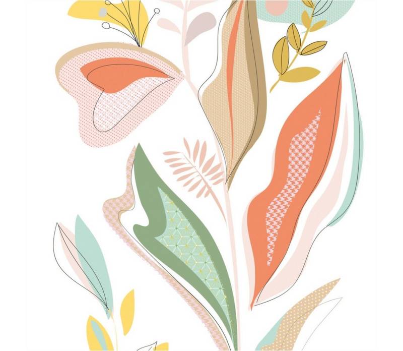 Tadessi Fototapete TADESSI Floral M1-No.11625 Tapete Pflanzen Bunt Weiß von Tadessi
