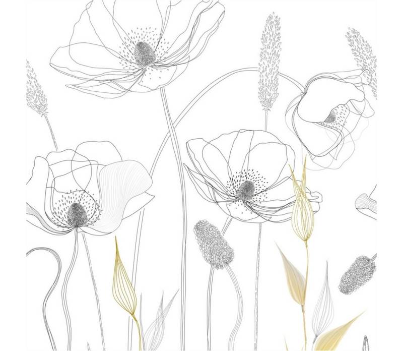 Tadessi Fototapete TADESSI Floral M1-No.11626 Tapete Pflanzen Weiß Schwarz von Tadessi