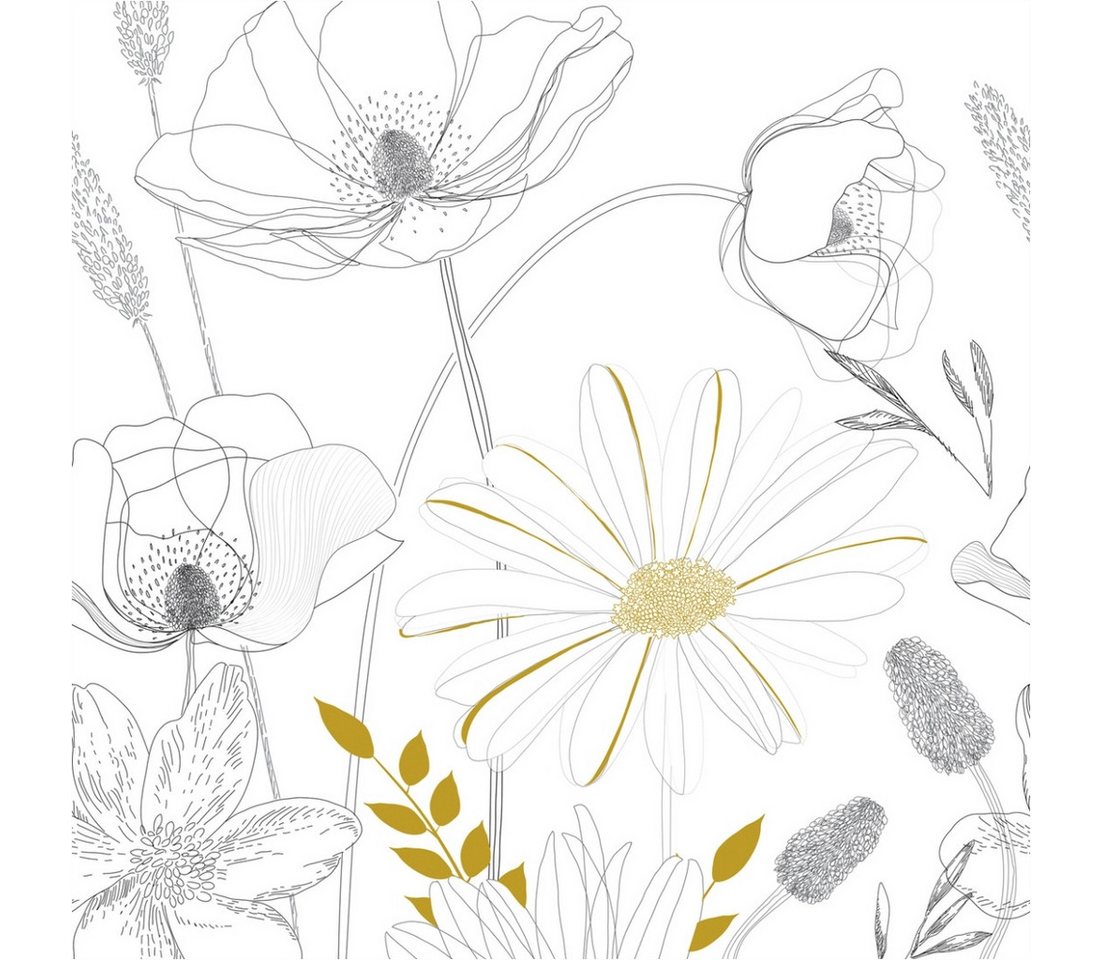 Tadessi Fototapete TADESSI Floral M1-No.11627 Tapete Pflanzen Weiß Schwarz von Tadessi