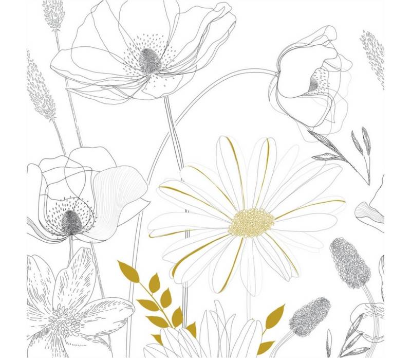 Tadessi Fototapete TADESSI Floral M1-No.11627 Tapete Pflanzen Weiß Schwarz von Tadessi