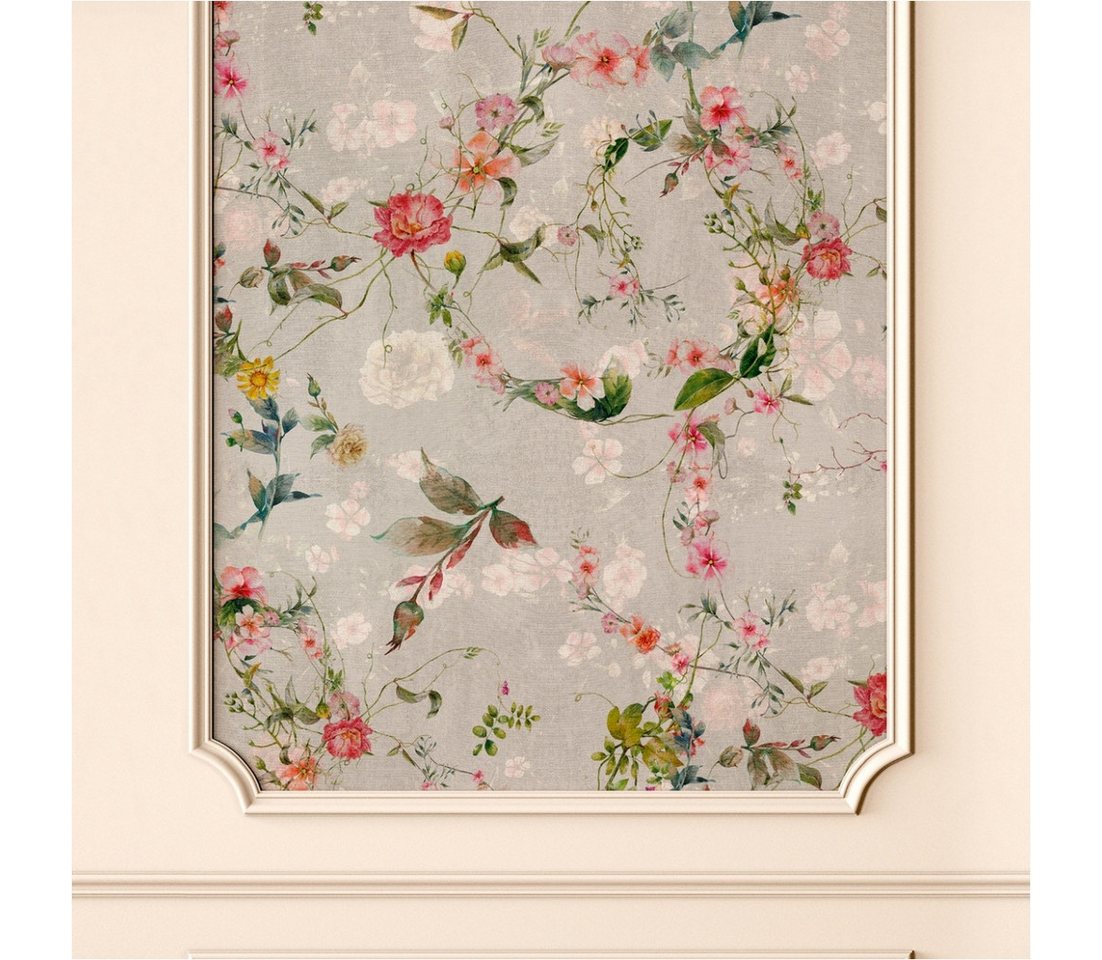 Tadessi Fototapete TADESSI Stuckwand M1-No.11731 Tapete Blumen Beige Grau Floral von Tadessi