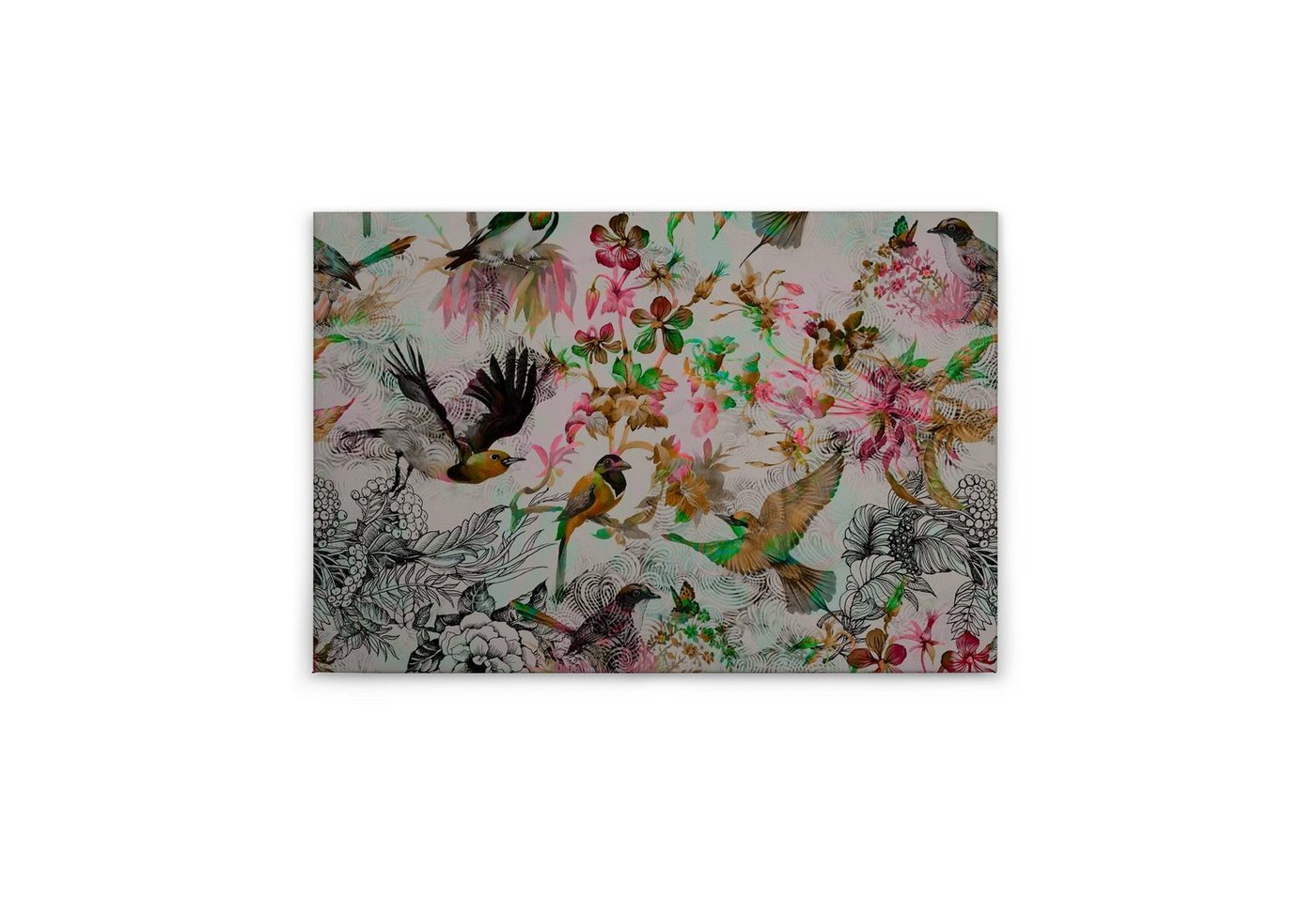 Tadessi Leinwandbild Vögel 60 x 90 cm Rosa Tiere Deko Keilrahmen M1-No.50090 von Tadessi