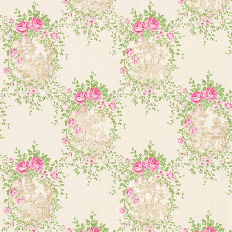 Tadessi Tapete Blumen Florentin M1 No 2517 Vliestapete Pink Grün Floral Barock Klassik von Tadessi