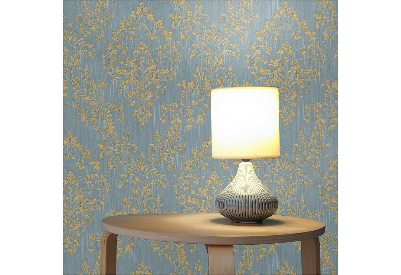 Tadessi Vliestapete Tapete Barock Giulia M1-No.2179, Vliestapete, Gold, Blau, Ornament von Tadessi