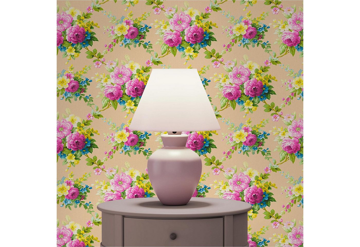 Tadessi Vliestapete Tapete Blumen Carlos M1-No.2549, Vliestapete, Bunt, Pink, Floral von Tadessi