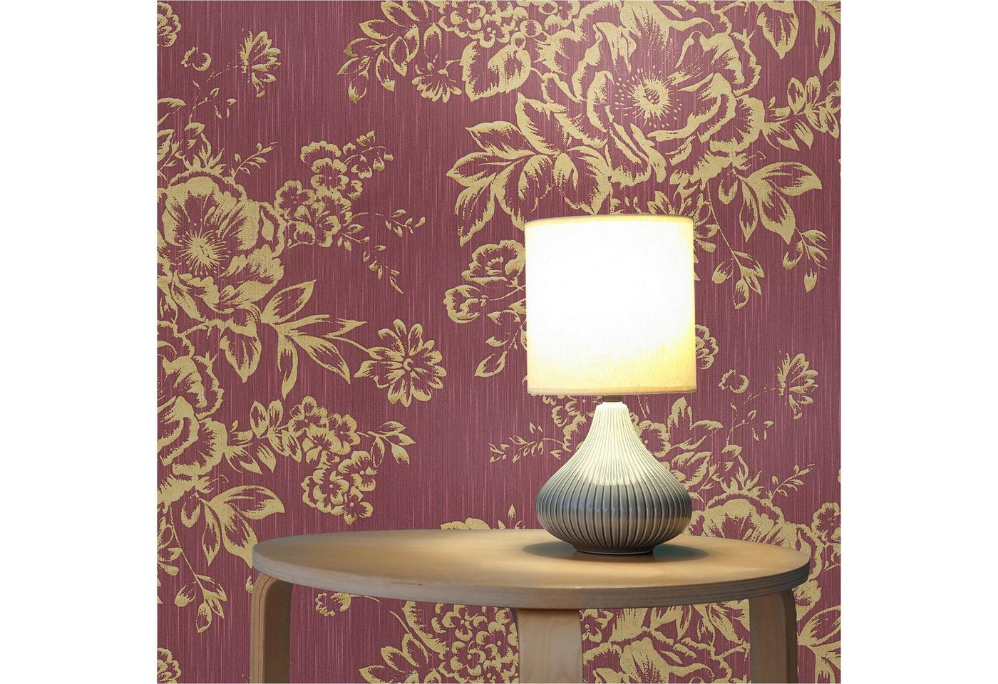 Tadessi Vliestapete Tapete Blumen Florentin M1-No.2168, Vliestapete, Gold, Rot, Floral von Tadessi