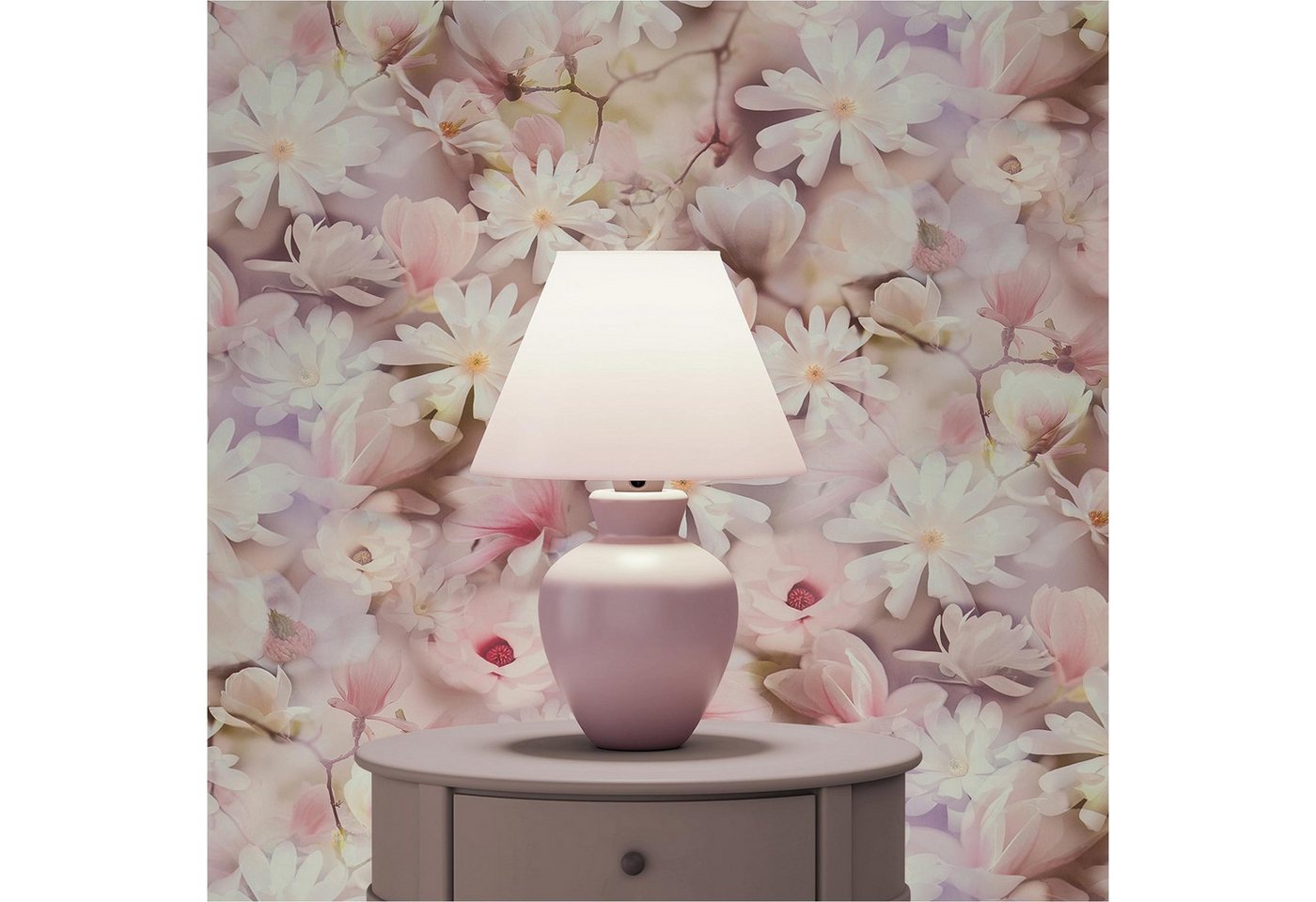 Tadessi Vliestapete Tapete Blumen Lenni M1-No.3561, Vliestapete, Weiß, Rosa, Floral, glatt von Tadessi