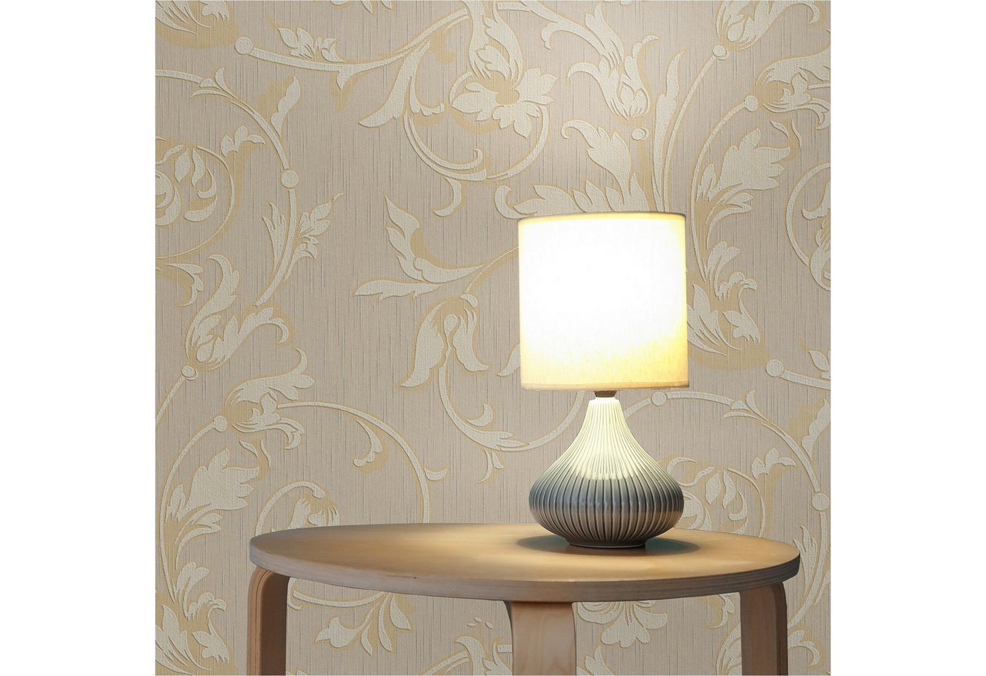 Tadessi Vliestapete Tapete Blumen Lenni M1-No.3795, Vliestapete, Creme, Gold, Klassik von Tadessi