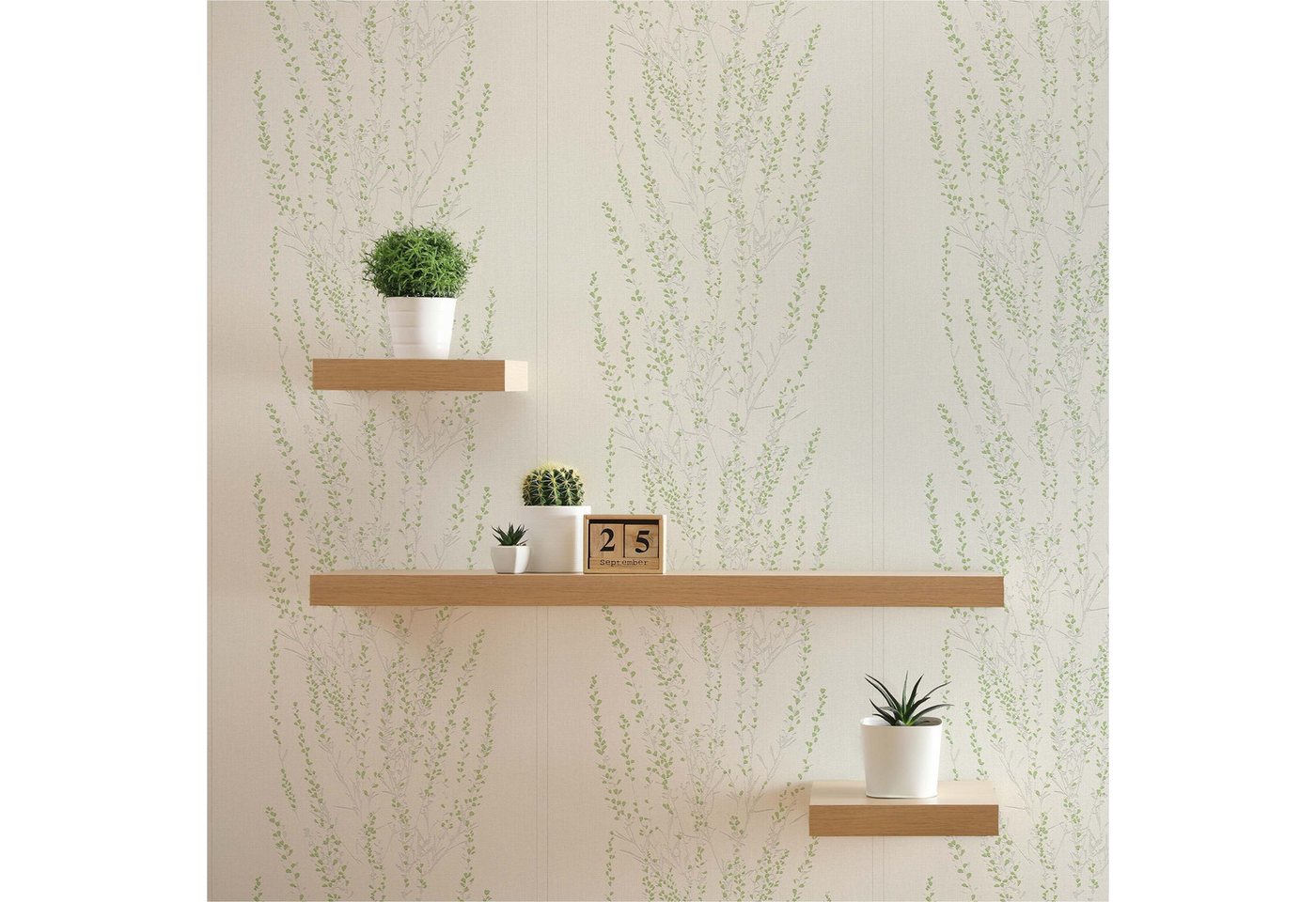 Tadessi Vliestapete Tapete Blumen Pino M1-No.1330, Vliestapete, Grün, Grau, Floral von Tadessi