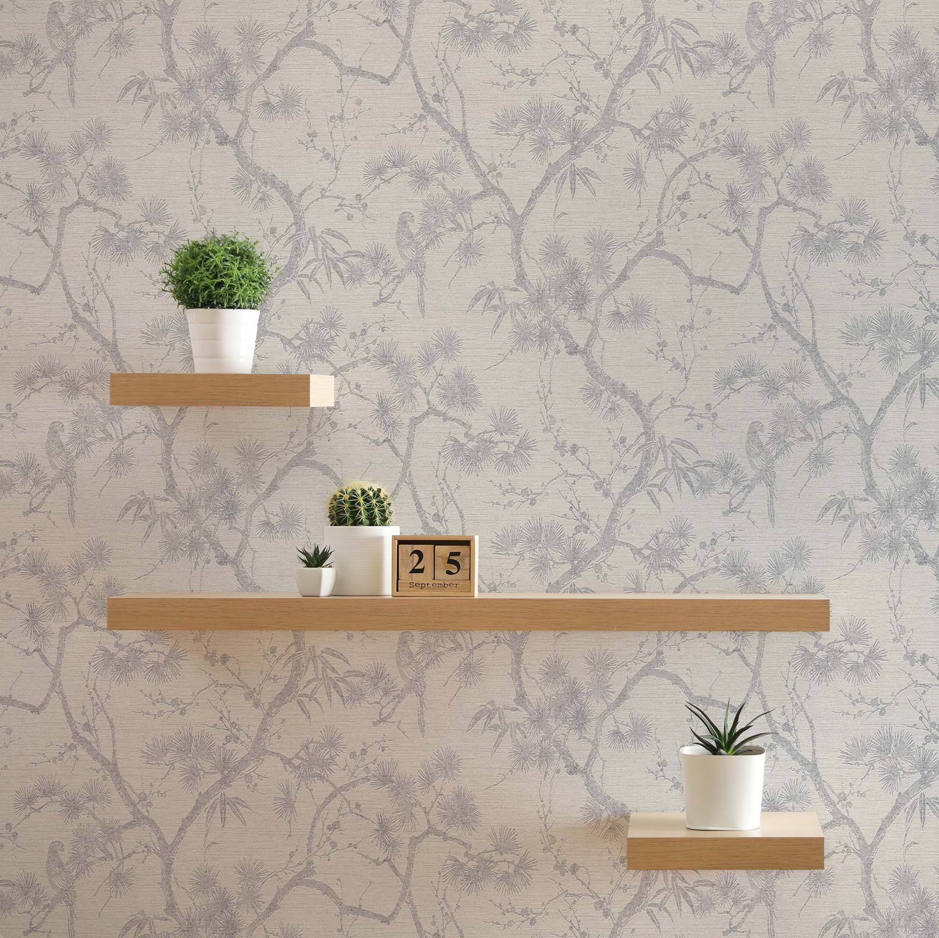 Tapete Blumen Valentin M1-No.1605 | Vliestapete | Silber | Weiß | Natur | Floral von Tadessi