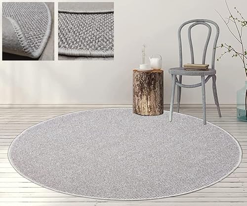 Tadi & Imperio1979 Runder Teppich, glatt, Beige, Elfenbein. Teppich aus natürlicher Wolle. Durchmesser 100 cm. von Tadi & Imperio1979