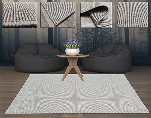 Teppich für den Innen- und Außenbereich, glatt, ohne Flor, silberfarben, Teppich für Schlafzimmer, Terrasse, Langer Teppich, Wohnzimmer, Eingangsbereich, Teppich, 120 x 170 cm von Tadi & Imperio1979