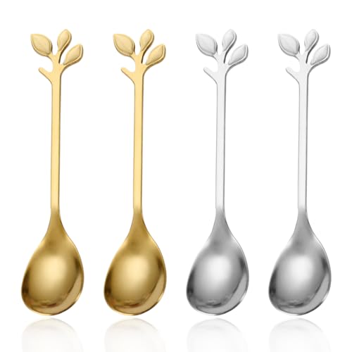 4 Stück Klein Löffel Kaffeelöffel Kaffee Zuckerlöffel Eisdessertlöffel von Tadipri
