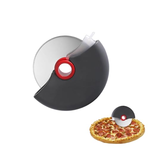 Pizzaschneiderad Premium Pizzaroller aus Edelstahl - Professioneller und handlicher Pizza Cutter Pizzaschneider mit Klingenschutz und ergonomischem Griff (Rot) von Tadipri