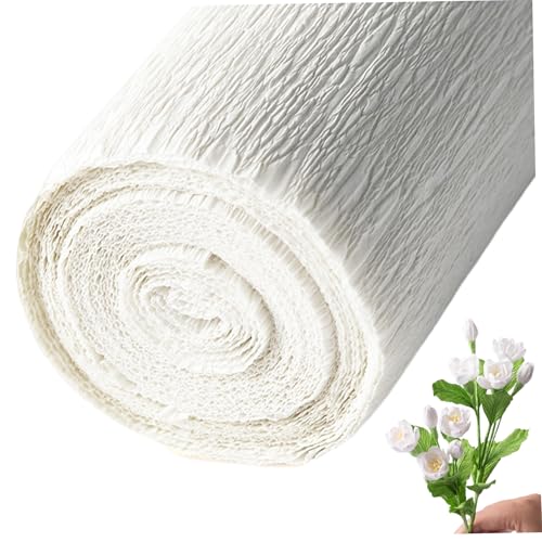 1 Roll Krepppapier, 98x20 eingedicktes weißes Krepppapierrollenrollenrollenresistent und leicht zu forme Crepe Papierblätter für Blumen, Partydekorationen, Kunsthandwerk und mehr von Tadoiooy