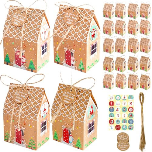 24PCS Advent Kalender Box Umweltfreundlich leerer Adventskalender, um sich selbst DIY-Weihnachtsdekorationen mit Zahlenaufklebern, Tags und Seilen für die Weihnachtsfeier zu füllen 24PCS Advent Kalender Box Umweltfreundlich leerer Adventskalender, um sich selbst DIY-Weihnachtsdekorationen mit Zahlenaufklebern, Tags und Seilen für die Weihnachtsfeier zu füllen von Tadoiooy