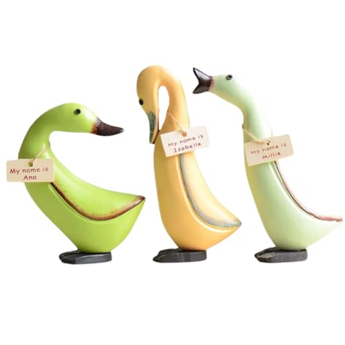 3pcs Entenstatue, Moderne minimalistische Holzente mit skurrilen Namen Tags, rustikale kreative Tierstatue für Regalentischdekor Kinder Geburtstagsgeschenk, Style2 3pcs Entenstatue, Moderne minimalistische Holzente mit skurrilen Namen Tags, rustikale kreative Tierstatue für Regalentischdekor Kinder Geburtstagsgeschenk, Style2 von Tadoiooy