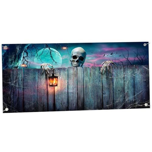 Halloween -Dekor, Halloween Garagentor Banner 16x7 Fuß Garagentorabdeckung mit Schädelköpfen, Laternen und Skelette Entwerfen Sie große Kulisse im Freien für Urlaubsfeierlichkeiten Halloween -Dekor, Halloween Garagentor Banner 16x7 Fuß Garagentorabdeckung mit Schädelköpfen, Laternen und Skelette Entwerfen Sie große Kulisse im Freien für Urlaubsfeierlichkeiten von Tadoiooy