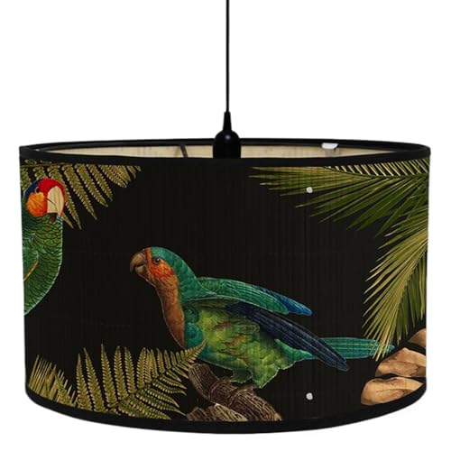 Lampenschatten für Tischlampen, 12x8 modernes Muster runde Trommeltischlampenschirme einfach für Wohnzimmer, Schlafzimmer, Flure, Lesesaal, grüner Papagei Lampenschatten für Tischlampen, 12x8 modernes Muster runde Trommeltischlampenschirme einfach für Wohnzimmer, Schlafzimmer, Flure, Lesesaal, grüner Papagei von Tadoiooy