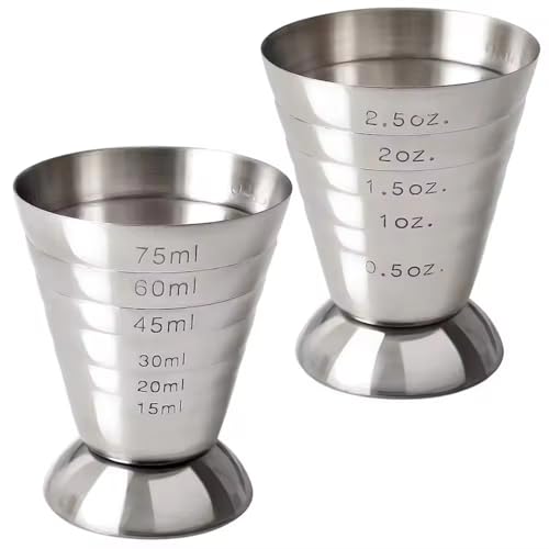 Messung von Bechern Krüge, 2pcs Jigger für Barkeepending 75 ml Edelstahl -Cocktail Messung Tasse mit skaliertem professionellem Cocktail Jigger Bartending Accessoires Messung von Bechern Krüge, 2pcs Jigger für Barkeepending 75 ml Edelstahl -Cocktail Messung Tasse mit skaliertem professionellem Cocktail Jigger Bartending Accessoires von Tadoiooy