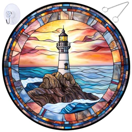Sea Glass Art Blue Ocean Sonnenuntergang Glasfenster hängende Dekor 8 Zoll Buntglas Sonnenfänger Hängende Dekoration mit Metallketten Sonnenfänger für Fenster, Style2 Sea Glass Art Blue Ocean Sonnenuntergang Glasfenster hängende Dekor 8 Zoll Buntglas Sonnenfänger Hängende Dekoration mit Metallketten Sonnenfänger für Fenster, Style2 von Tadoiooy