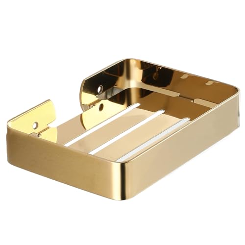 Tadoiooy Duschseife Schale Wand montiert, schwere Edelstahlseife mit Abfluss, goldene Seifenschale mit Schraube für Bad Küchentschalter Tadoiooy Duschseife Schale Wand montiert, schwere Edelstahlseife mit Abfluss, goldene Seifenschale mit Schraube für Bad Küchentschalter von Tadoiooy