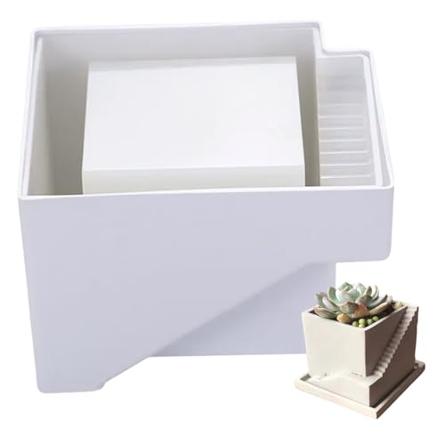 Tadoiooy Silikon -Pflanzerform DIY Friendly Square Treppe Pflanzer Schimmelpilztemperatur & reißfeste einfache Freisetzung wiederverwendbarer Form für Vase, Stifthalter, Kunsthandwerk, Blumentöpfe von Tadoiooy