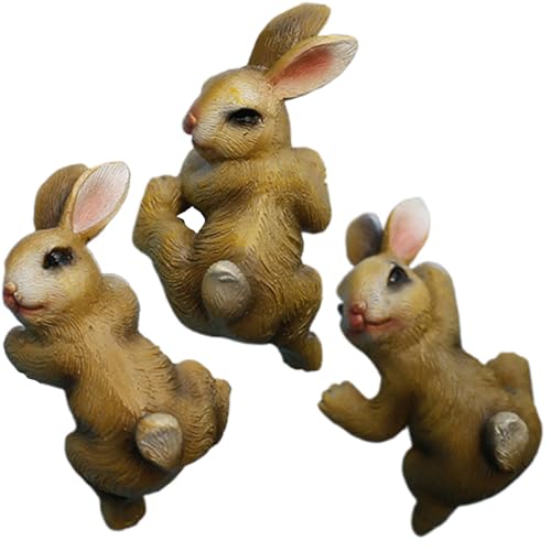 Tadoiooy Statuen, Blumentopf Hugger 3pcs 2 x 2 x 4 Süße Kaninchenpflanzen Dekor kleine Harz Kaninchen Statue für Pflanzenkarton Cartoon Pflanze Kante Dekor Hängende Kaninchenstatue von Tadoiooy