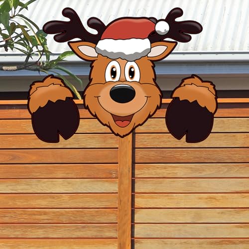 Tadoiooy Weihnachtszaunspieler 1 Set Smile Face Rentier Zaun Peeker mit Stick & Foam Adhäsive wasserdichte Mehrzweck-Weihnachtsdekorationen für Haustür, Weihnachtsbaum Tadoiooy Weihnachtszaunspieler 1 Set Smile Face Rentier Zaun Peeker mit Stick & Foam Adhäsive wasserdichte Mehrzweck-Weihnachtsdekorationen für Haustür, Weihnachtsbaum von Tadoiooy