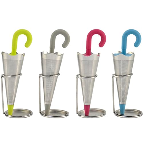 Teesieb, Regenschirm Tee Infuser 4Stücke wiederverwendbarer süßer Teediffusor mit Tropfschale Edelstahl Feinem Mesh losen Tee Infuser mit Silikondeckel für Tee Tassen Tassen Teekannen Teesieb, Regenschirm Tee Infuser 4Stücke wiederverwendbarer süßer Teediffusor mit Tropfschale Edelstahl Feinem Mesh losen Tee Infuser mit Silikondeckel für Tee Tassen Tassen Teekannen von Tadoiooy